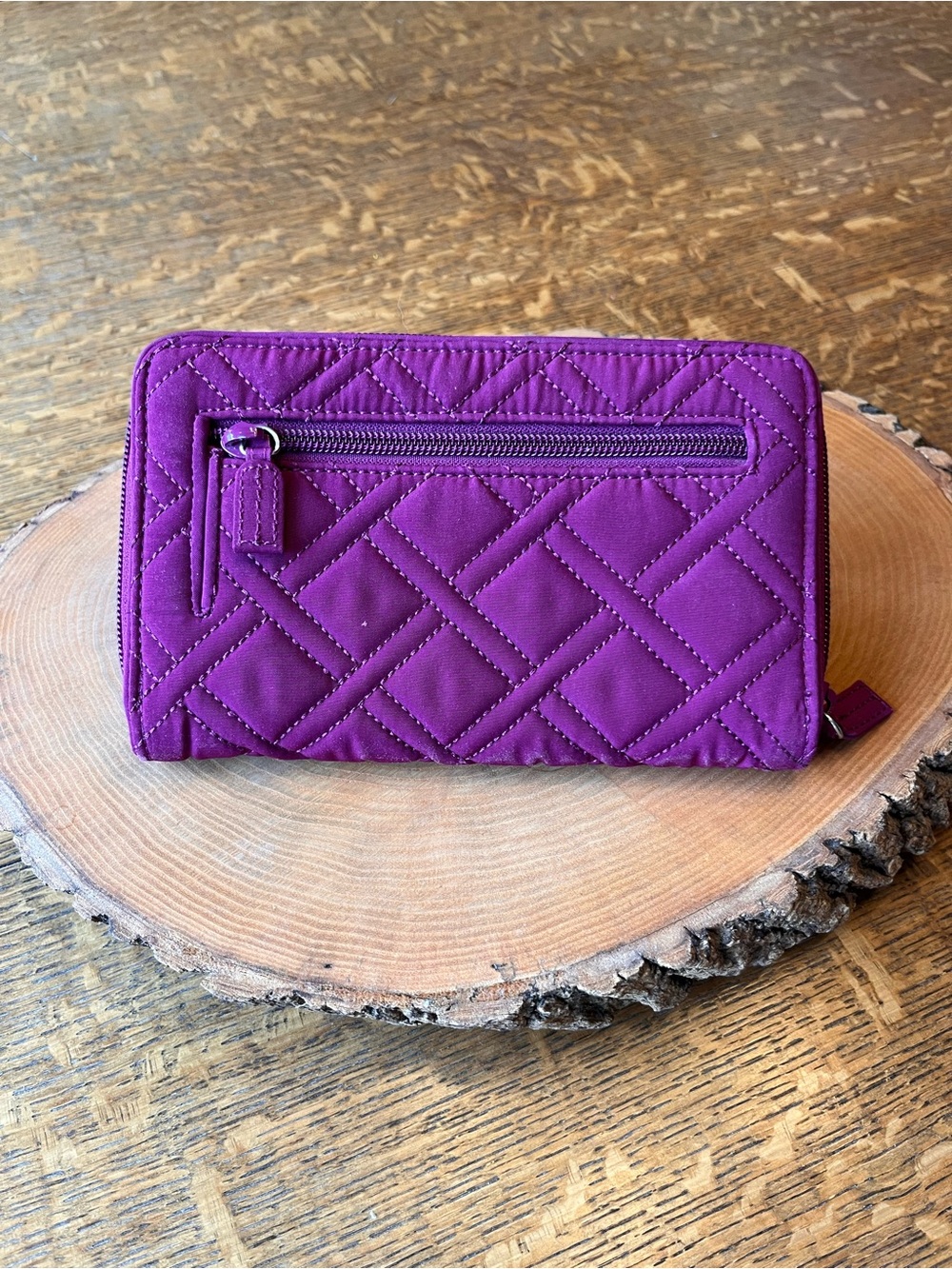 Vera Bradley Quilted Microfiber Turnlock Wallet in Magenta Purple EC - Picture 3 of 7